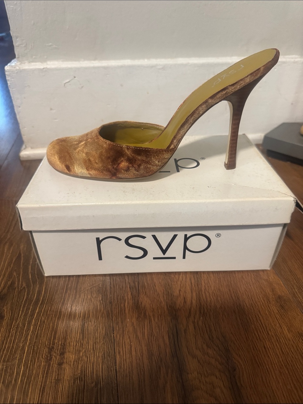 RSVP Bronze Velvet Stiletto Mule